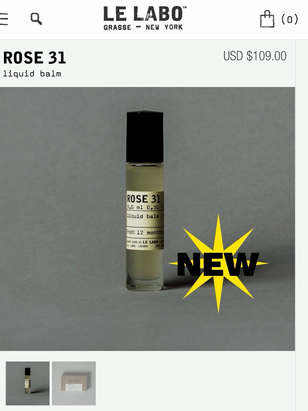 NEW Le Labo Rose 31 🌹 perfume rollerball balm 9 ml fragrance unused